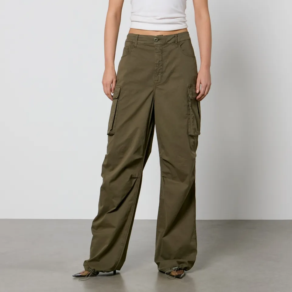Trousers|Ganni Good American Baggy Cotton-Blend Canvas Cargo Trousers - US 12/UK 16