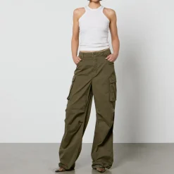Trousers|Ganni Good American Baggy Cotton-Blend Canvas Cargo Trousers - US 12/UK 16