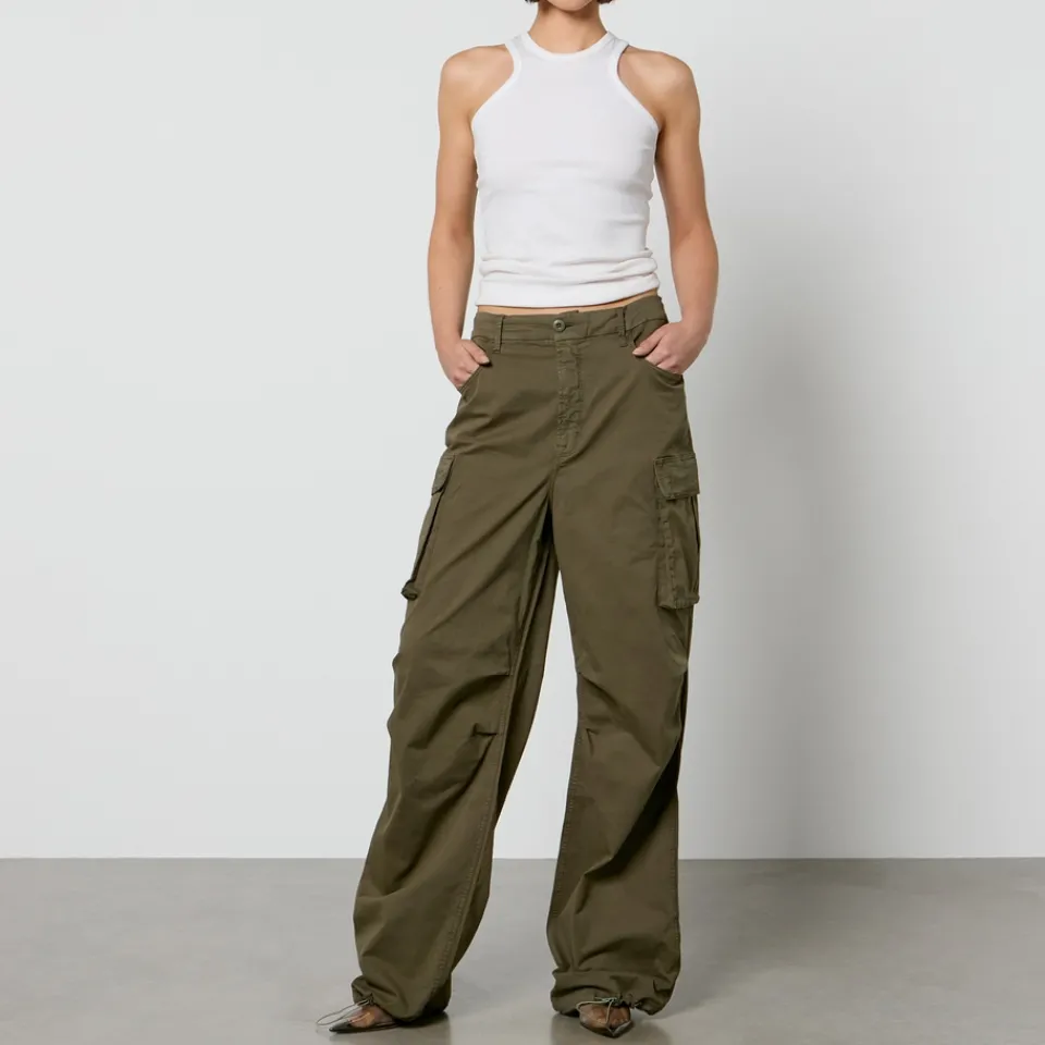Trousers|Ganni Good American Baggy Cotton-Blend Canvas Cargo Trousers - US 12/UK 16