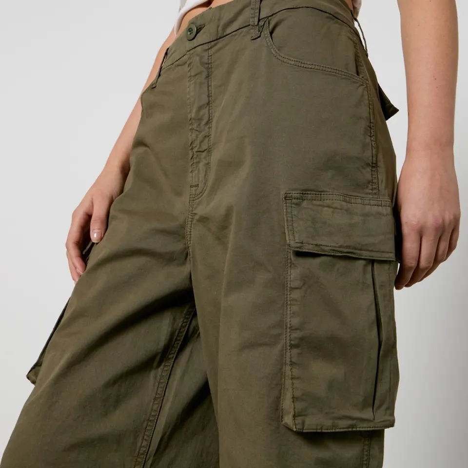 Trousers|Ganni Good American Baggy Cotton-Blend Canvas Cargo Trousers - US 12/UK 16