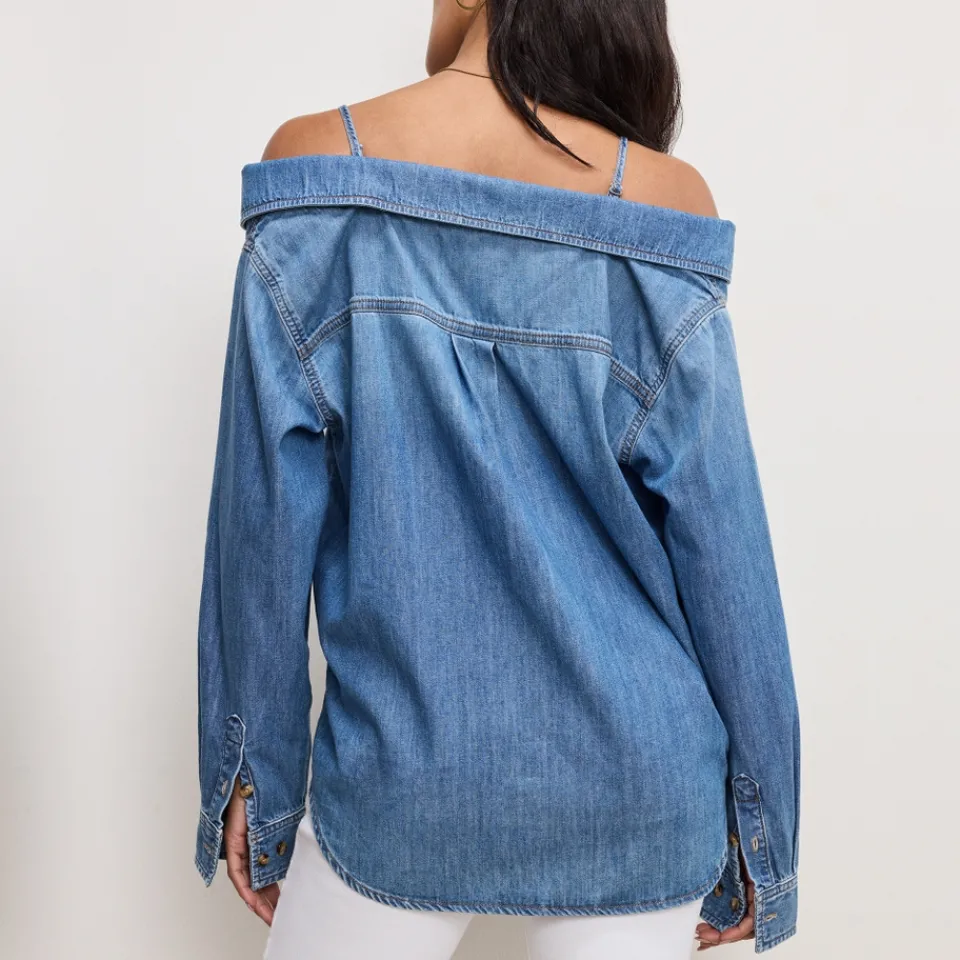 Shirts And Blouses|T-Shirts And Tops|Good American Denim Off-The-Shoulder Shirt - XL