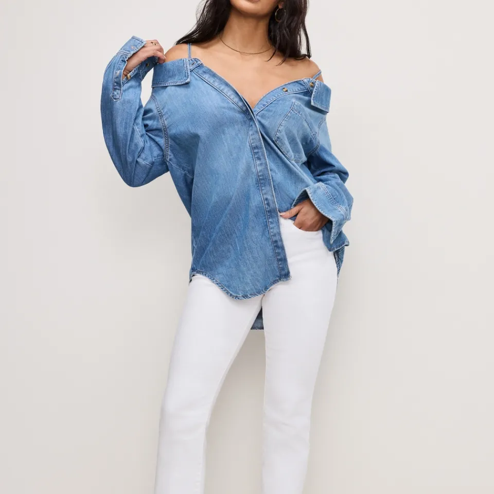 Shirts And Blouses|T-Shirts And Tops|Good American Denim Off-The-Shoulder Shirt - XL