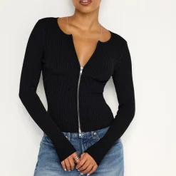 Knitwear|Good American Virgo Ribbed-Knit Top - XS