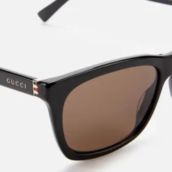 Sunglasses|Sunglasses|Dr. Martens Gucci Men's Rectangle Frame Acetate Sunglasses - Black/Gold/Brown