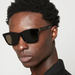 Sunglasses|Sunglasses|Dr. Martens Gucci Men's Rectangle Frame Acetate Sunglasses - Black/Gold/Brown