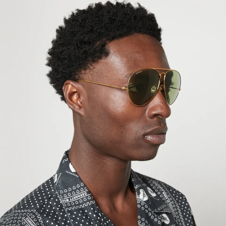 Sunglasses|Sunglasses|Dr. Martens Gucci Metal Aviator-Style Sunglasses