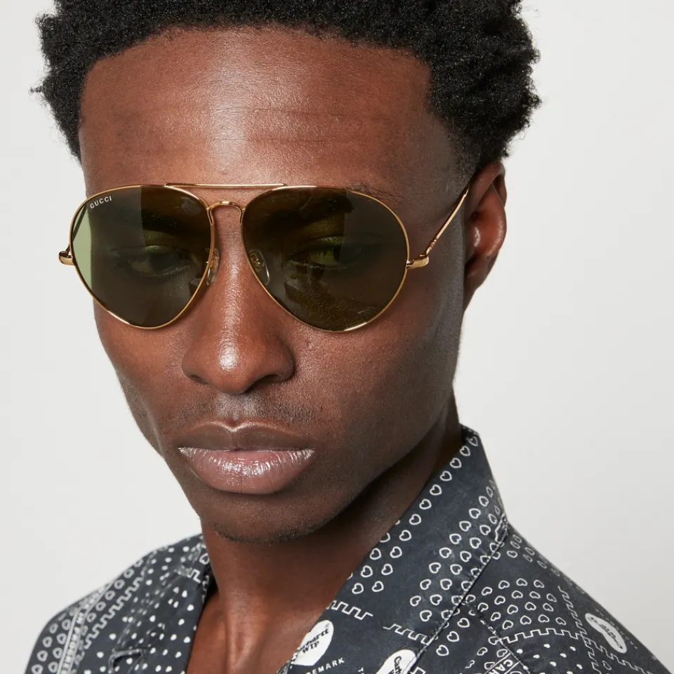 Sunglasses|Sunglasses|Dr. Martens Gucci Metal Aviator-Style Sunglasses