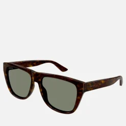 Sunglasses|Sunglasses|Gucci Minimal Logo Acetate Square-Frame Sunglasses