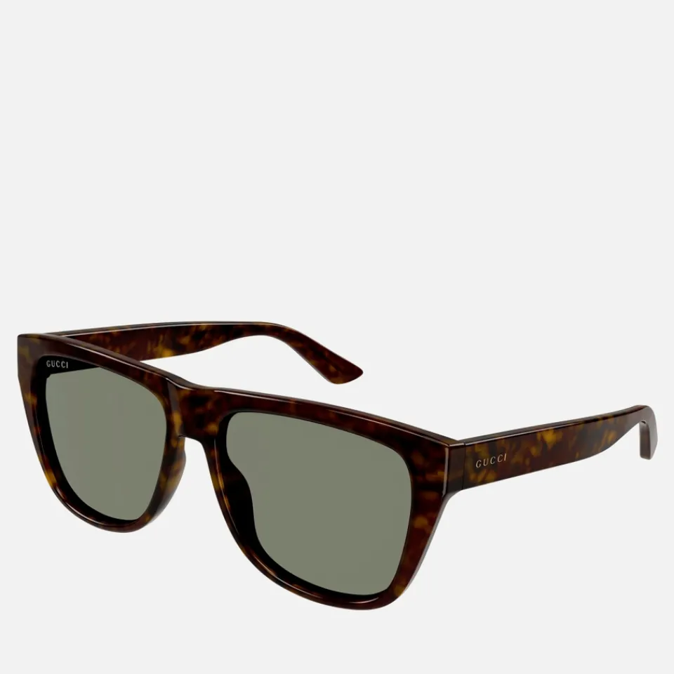 Sunglasses|Sunglasses|Gucci Minimal Logo Acetate Square-Frame Sunglasses