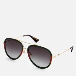 Sunglasses|Sunglasses|Dr. Martens Gucci Women's Metal Aviator Sunglasses - Gold/Green