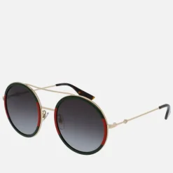 Sunglasses|Sunglasses|Dr. Martens Gucci Women's Round Frame Sunglasses - Gold/Green