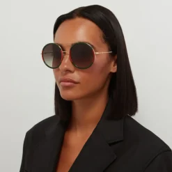 Sunglasses|Sunglasses|Dr. Martens Gucci Women's Round Frame Sunglasses - Gold/Green