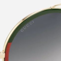 Sunglasses|Sunglasses|Dr. Martens Gucci Women's Round Frame Sunglasses - Gold/Green