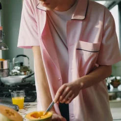 Bedroom|Nightwear|Dr. Martens HAY Outline Pyjama Short Sleeve Shirt - Soft Pink