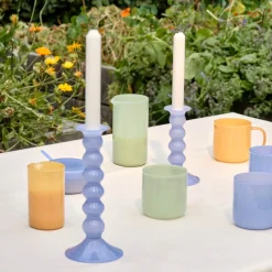 Dining|HAY Wavy Candleholder - Medium - Light Blue