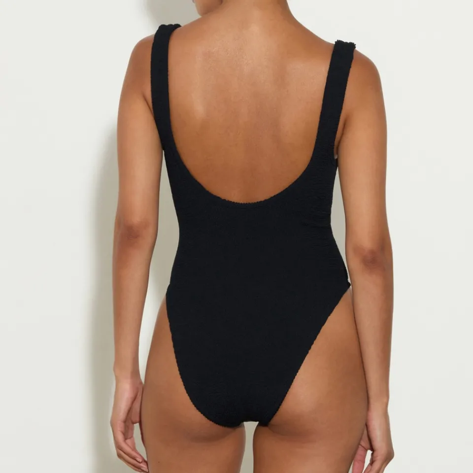 Swimwear|Swimwear|Hunza G Celine Stretch-Seersucker Swimming Costume