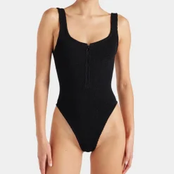 Swimwear|Swimwear|Ganni Hunza G Dallas Crinkle™ Stretch-Seersucker Swimming Costume