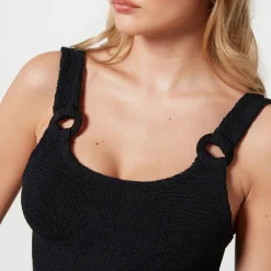 Swimwear|Swimwear|Hunza G Domino Fabric Hoops Seersucker Swimsuit