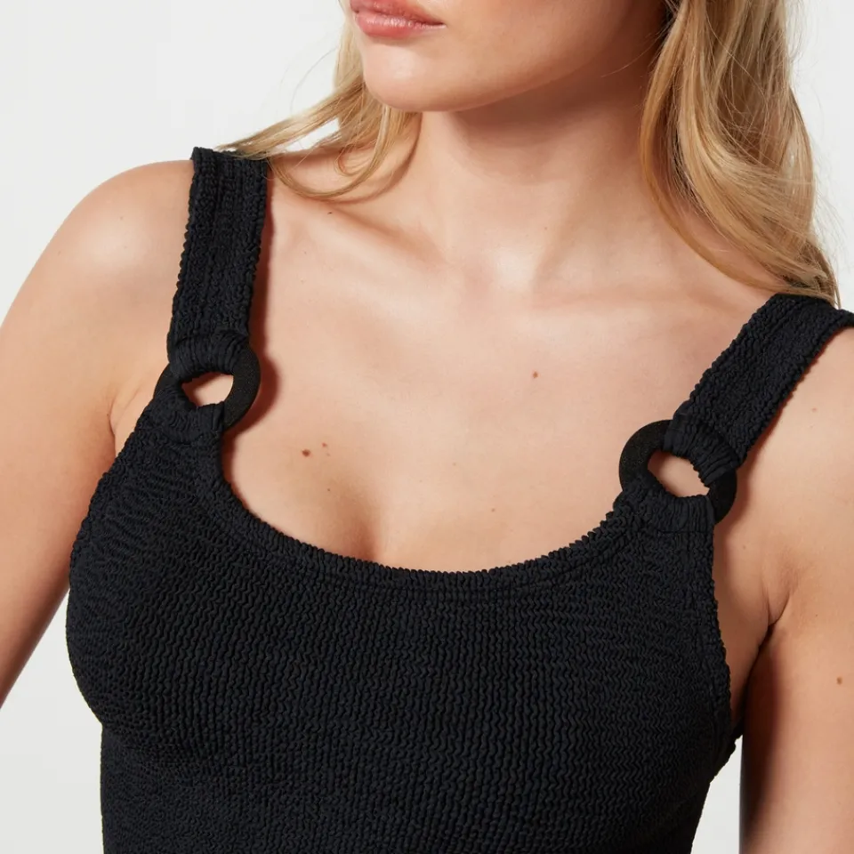 Swimwear|Swimwear|Hunza G Domino Fabric Hoops Seersucker Swimsuit