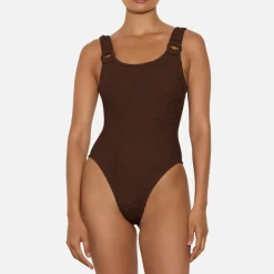 Swimwear|Swimwear|Hunza G Domino Metallic Seersucker Swimsuit