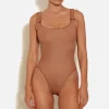 Swimwear|Swimwear|Hunza G Domino Stretch-Seersucker Swimsuit