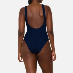 Swimwear|Swimwear|Hunza G Domino Stretch-Seersucker Swimsuit