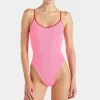 Swimwear|Swimwear|Hunza G Pamela Contrast Stretch-Seersucker Swimsuit