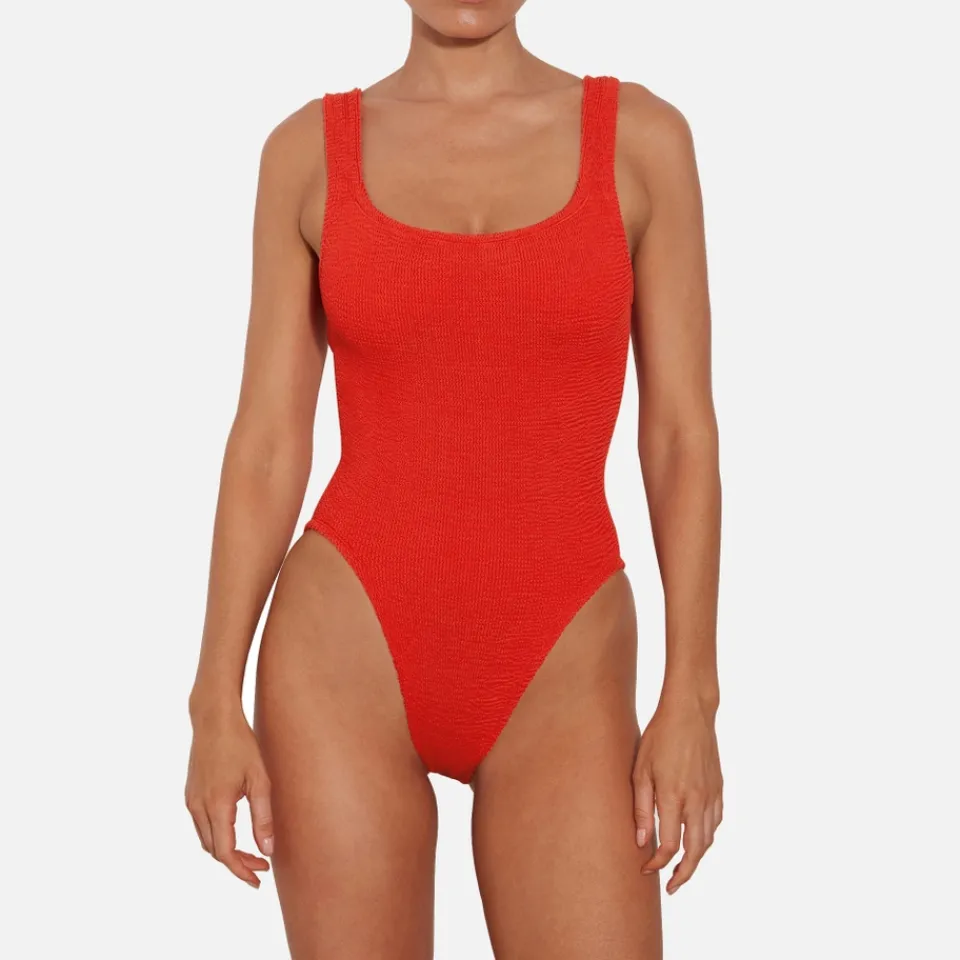 Swimwear|Swimwear|Hunza G Square Neck Seersucker Swimsuit