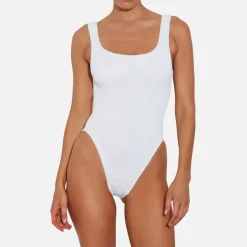 Swimwear|Swimwear|Assouline Hunza G Square Neck Stretch-Seersucker Swimsuit