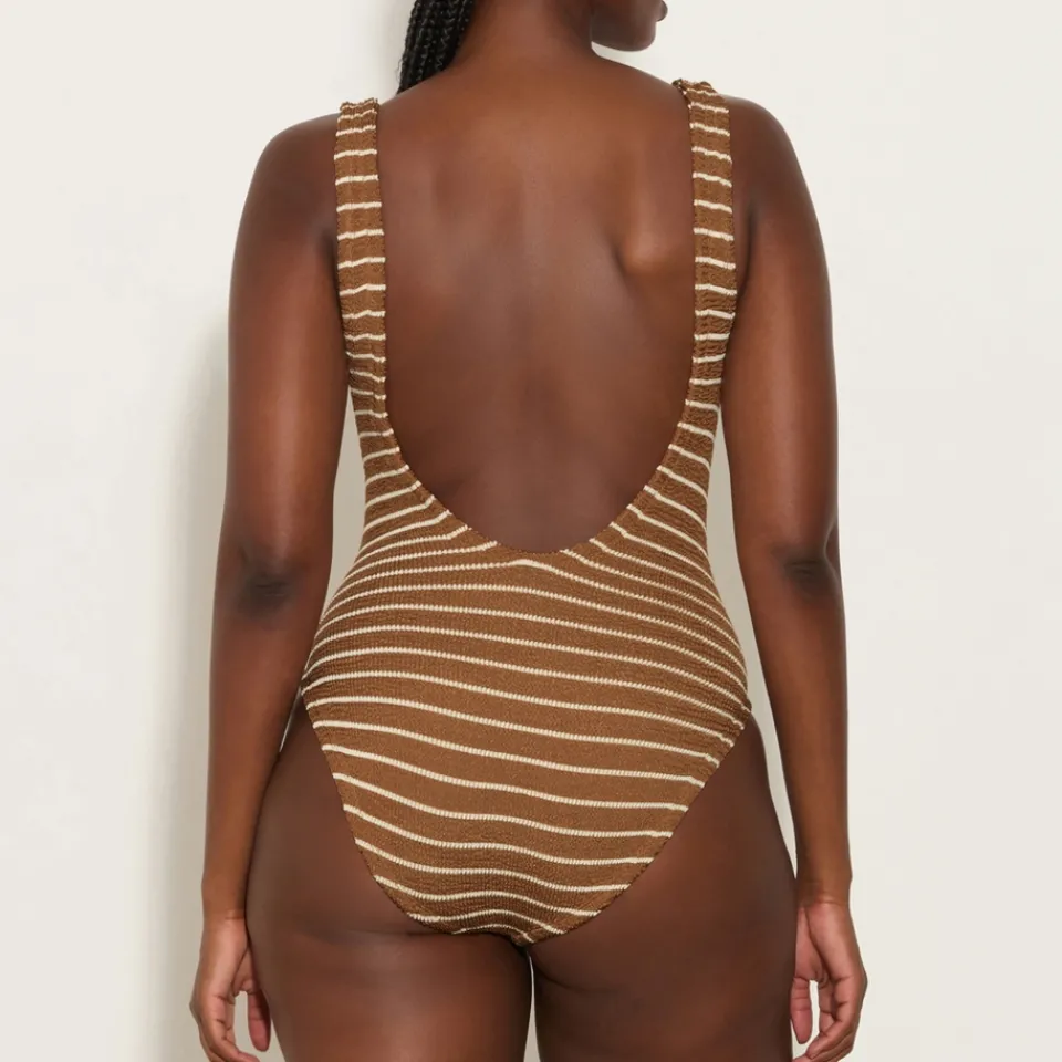 Swimwear|Swimwear|Hunza G Square Neck Stretch-Seersucker Swimsuit