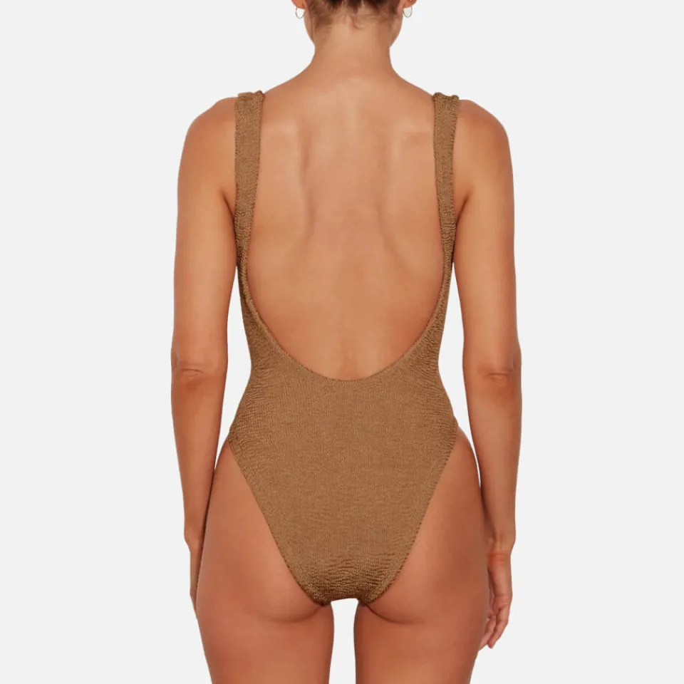 Swimwear|Swimwear|Hunza G Square Neck Stretch-Seersucker Swimsuit