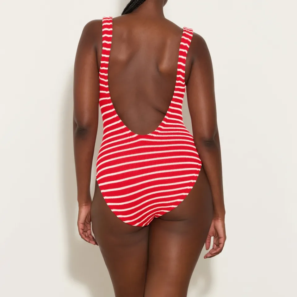Swimwear|Swimwear|Hunza G Square-Neck Stretch-Seersucker Swimsuit