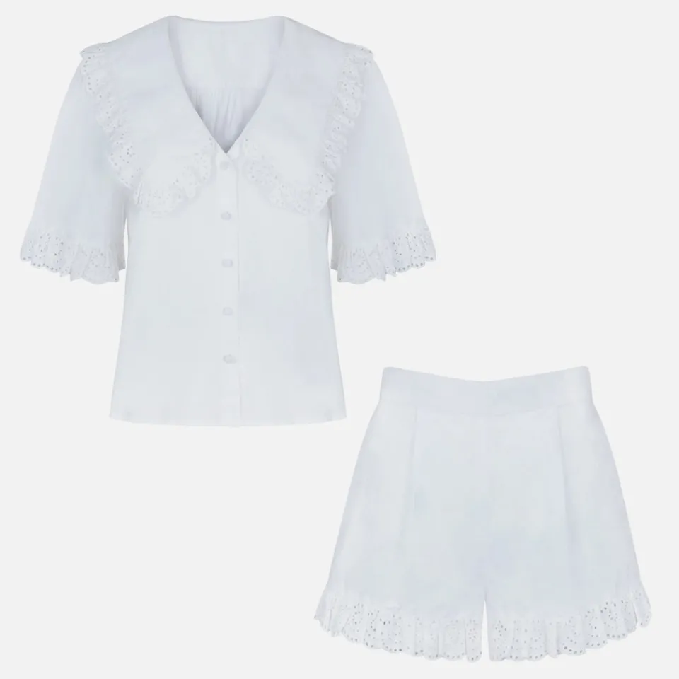 Loungewear|it's 9pm Luna Broderie Anglaise Cotton Co-ord - 2/ UK 12