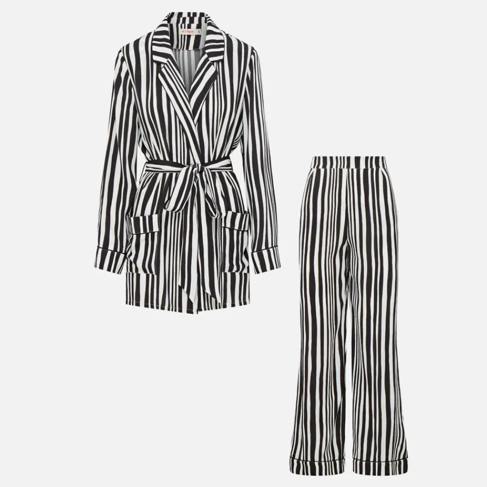 Loungewear|it's 9pm Pamela Striped Crepe Pyjama Set - 8