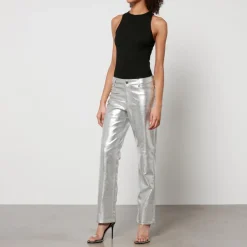 Trousers|See By Chloé Jakke Cindy Metallic Faux Leather Straight-Leg Trousers - XS