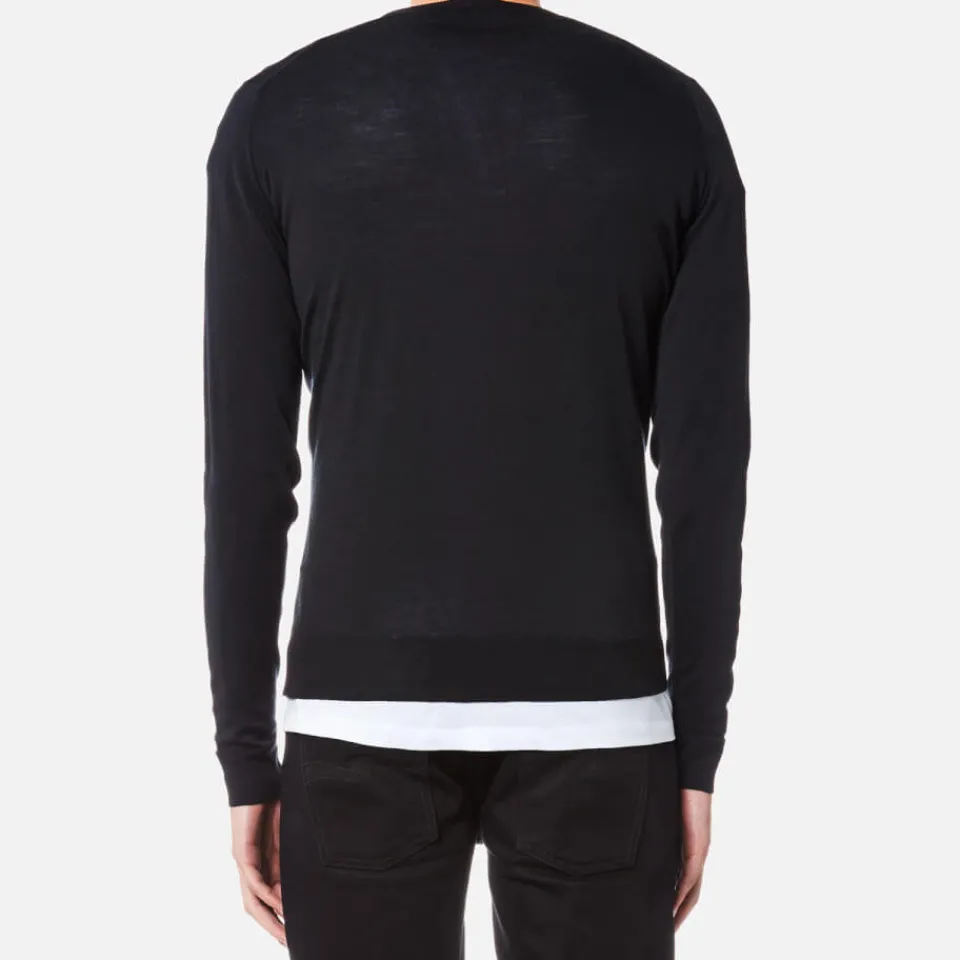Knitwear|Dr. Martens John Smedley Men's Blenheim V-Neck Jumper - Silver