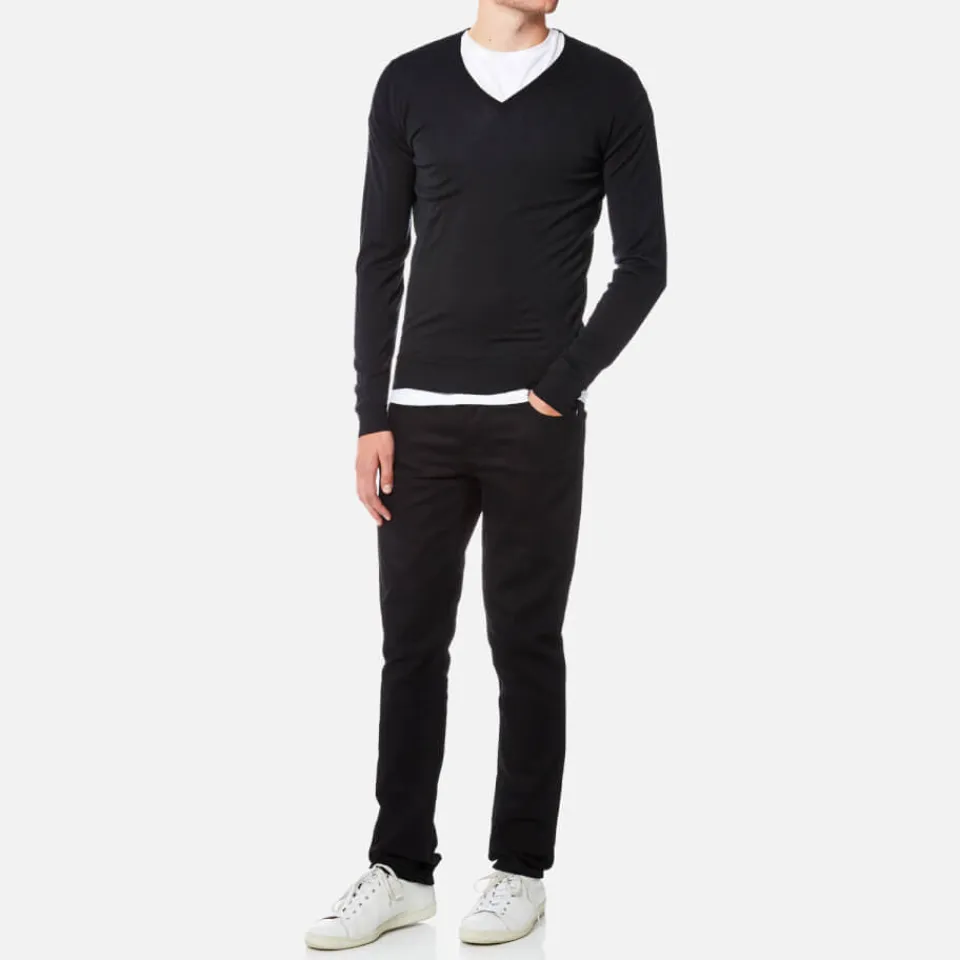 Knitwear|Dr. Martens John Smedley Men's Blenheim V-Neck Jumper - Silver