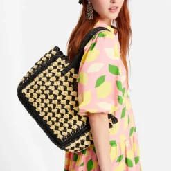 Bags|Holiday Bags|Kate Spade New York High Tide Striped Crochet Raffia Medium Tote Bag