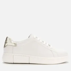 Trainers|Dr. Martens Kate Spade New York Women's Lift Leather Cupsole Trainers - Optic White/Pale Gold - UK 3