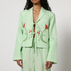 Co-Ord Sets|Jackets|Kitri Cressida Floral-Embroidered Lyocell-Blend Blazer - UK 10
