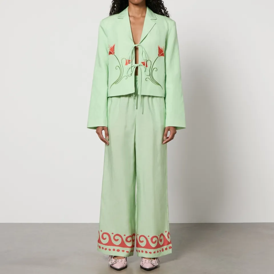 Co-Ord Sets|Jackets|Kitri Cressida Floral-Embroidered Lyocell-Blend Blazer - UK 10