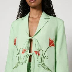 Co-Ord Sets|Jackets|Kitri Cressida Floral-Embroidered Lyocell-Blend Blazer - UK 10