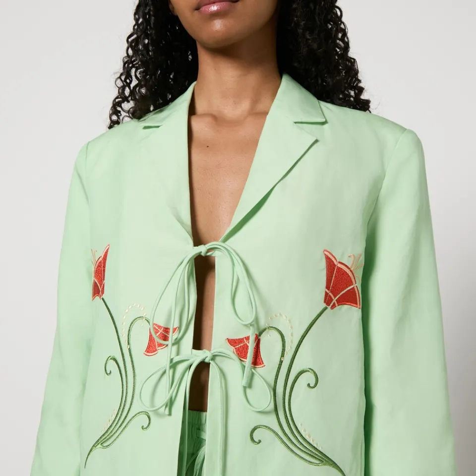 Co-Ord Sets|Jackets|Kitri Cressida Floral-Embroidered Lyocell-Blend Blazer - UK 10