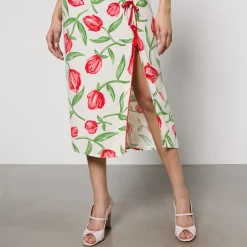 Dresses|Dresses|Kitri Leia Floral-Print Satin-Crepe Midi Dress - UK 6