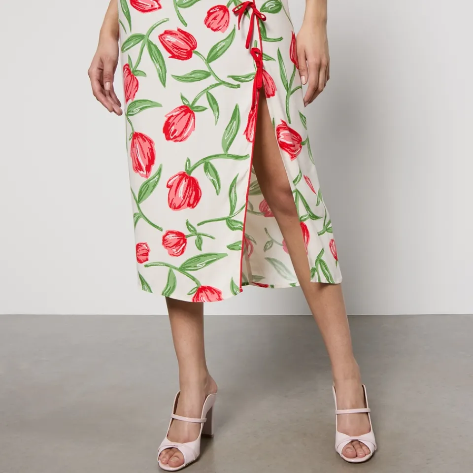 Dresses|Dresses|Kitri Leia Floral-Print Satin-Crepe Midi Dress - UK 6