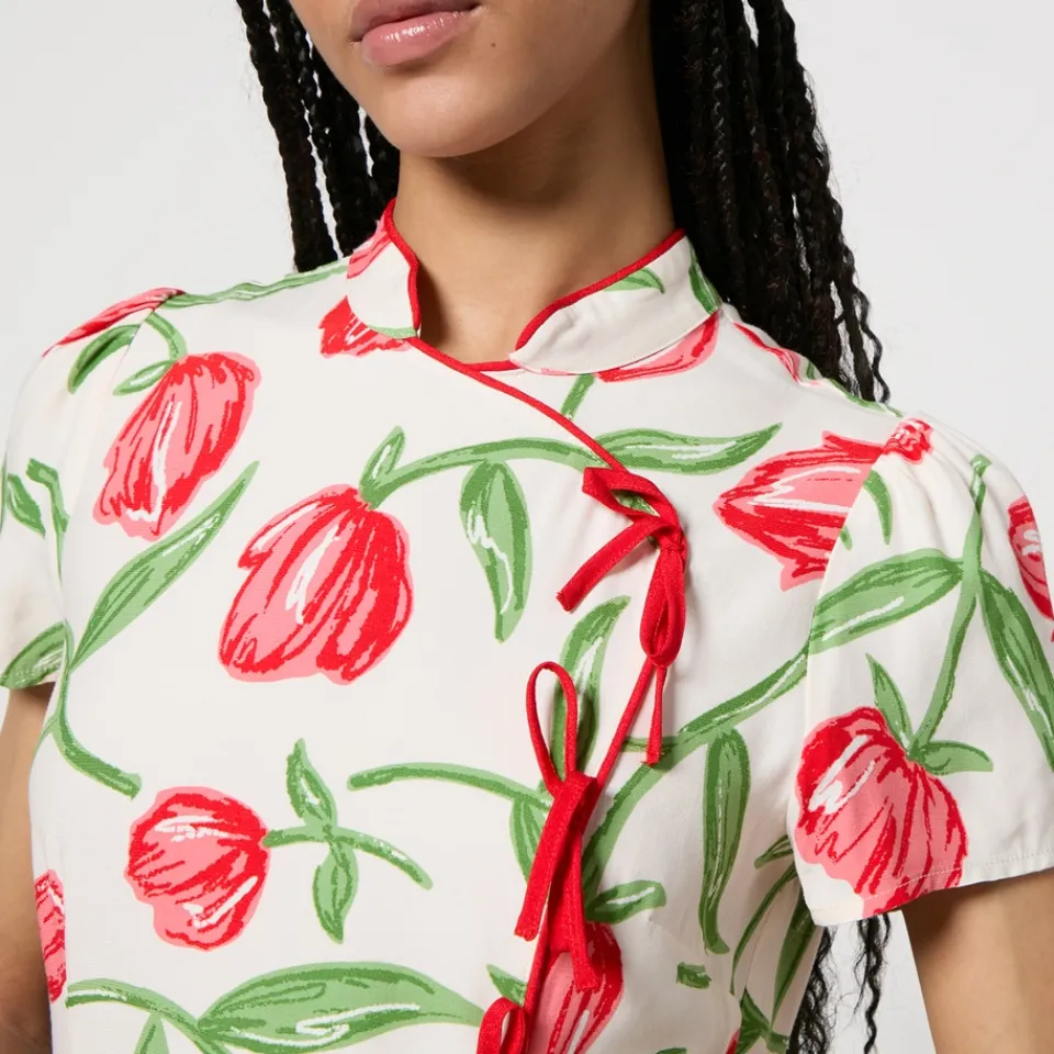 Dresses|Dresses|Kitri Leia Floral-Print Satin-Crepe Midi Dress - UK 6