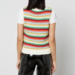 Knitwear|Kitri Winona Striped Crocheted Cotton-Blend Vest - XS