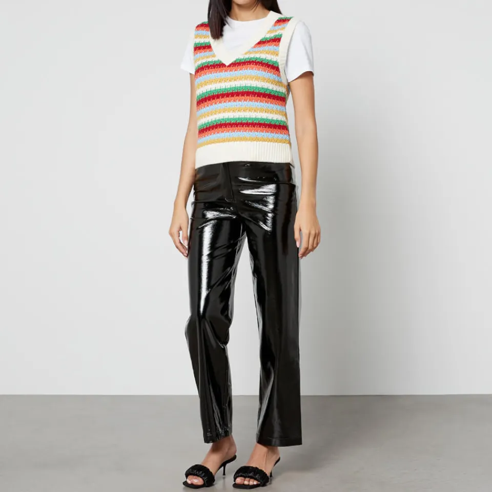 Knitwear|Kitri Winona Striped Crocheted Cotton-Blend Vest - XS