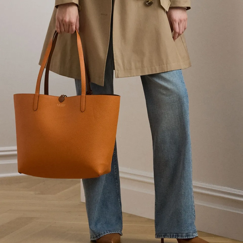 Holiday Bags|Bags|Coach Lauren Ralph Lauren Pebble-Grain Faux Leather Reversible Tote Bag
