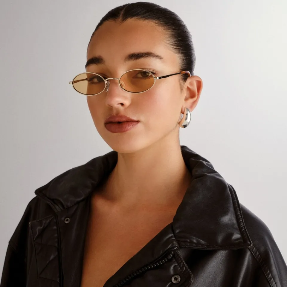 Sunglasses|Sunglasses|Anni Lu Le Specs Love Train Gold-Tone Oval-Frame Sunglasses